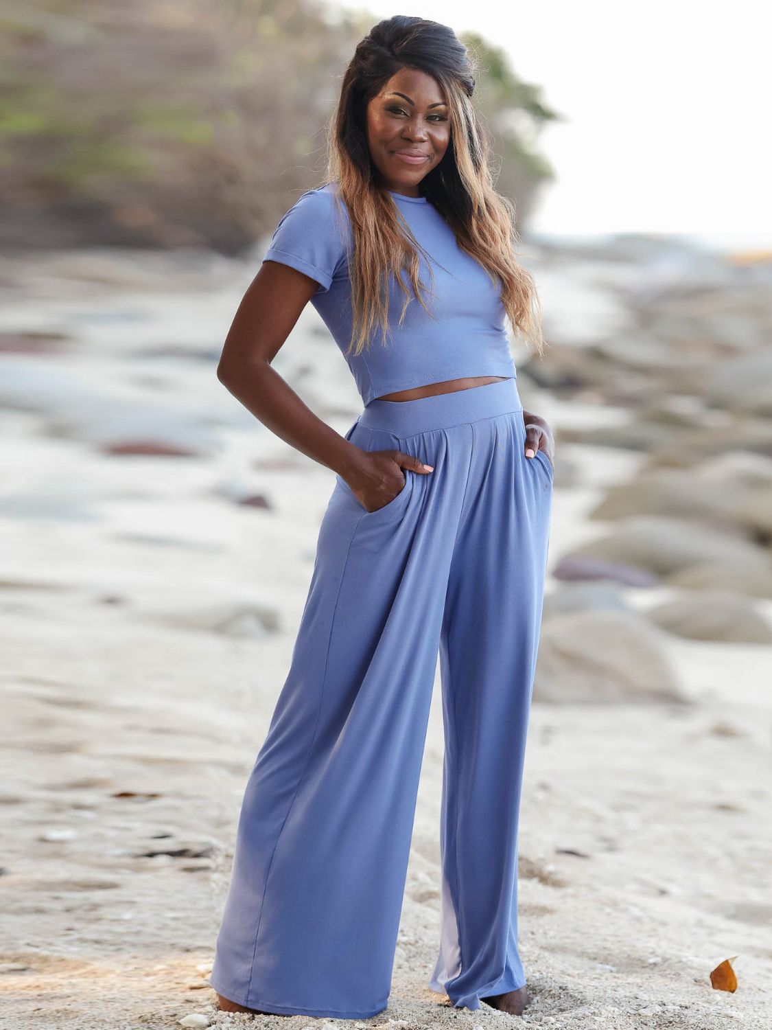 *APP EXCLUSIVE* Crop Top and Wide Leg Pants Set