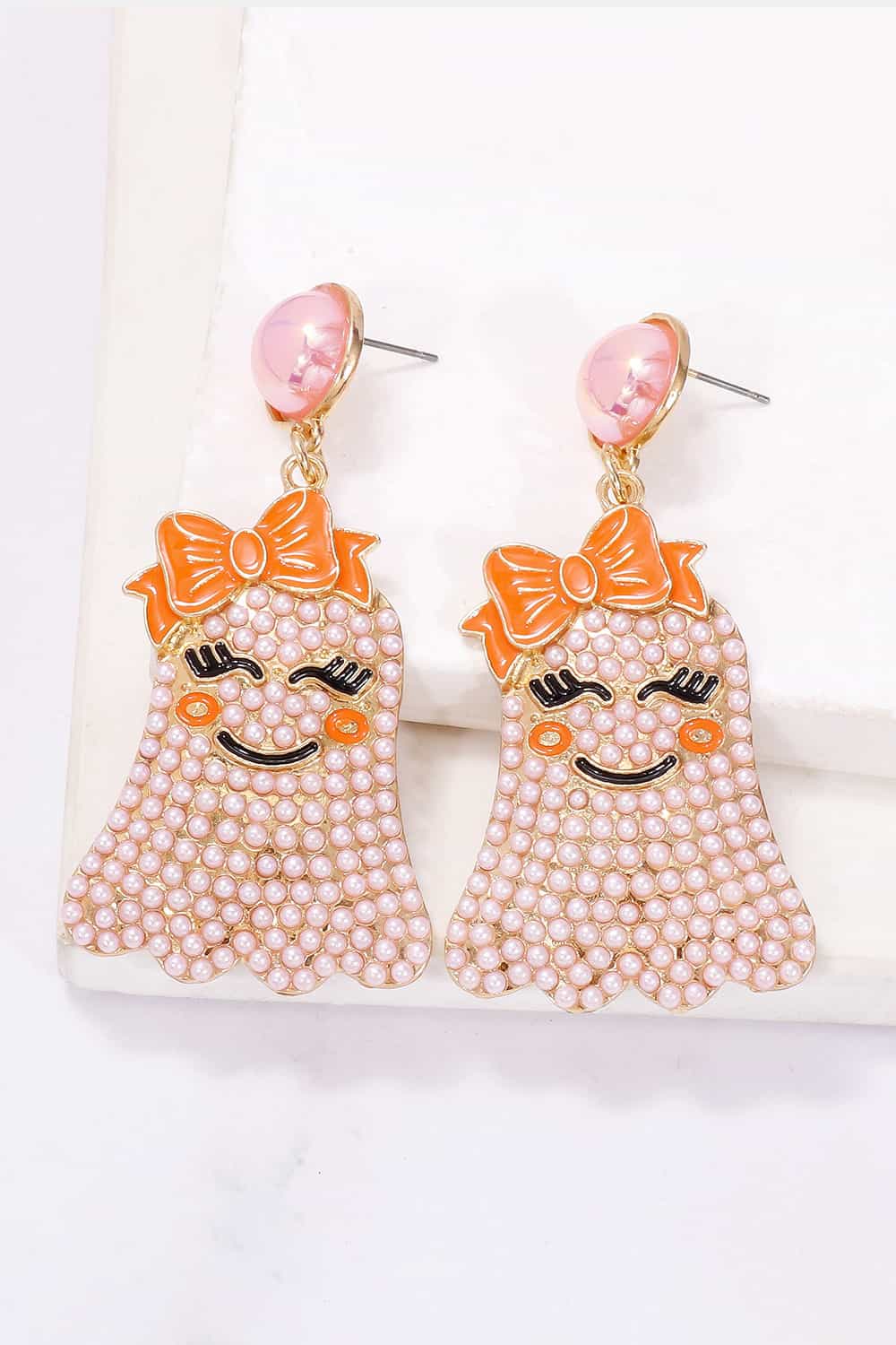 *APP EXCLUSIVE* Smiling Ghost Shape Synthetic Pearl Earrings