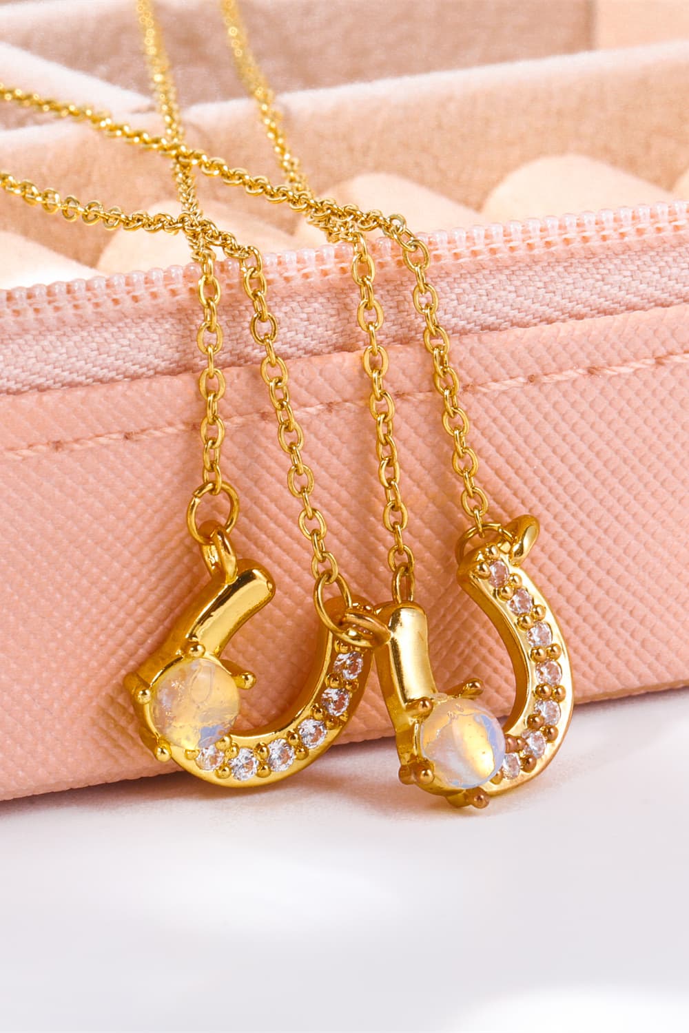 *APP EXCLUSIVE* Horseshoe Opal Copper 14K Gold Plated Pendant Necklace
