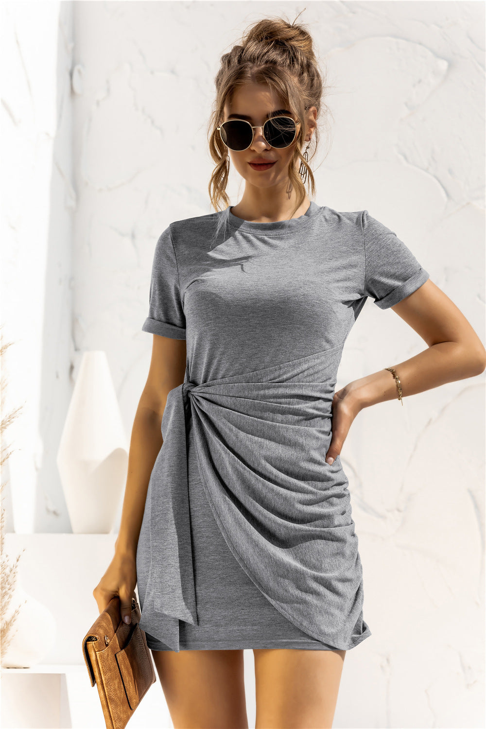 *APP EXCLUSIVE* Cuffed Sleeve Side Tie Dress
