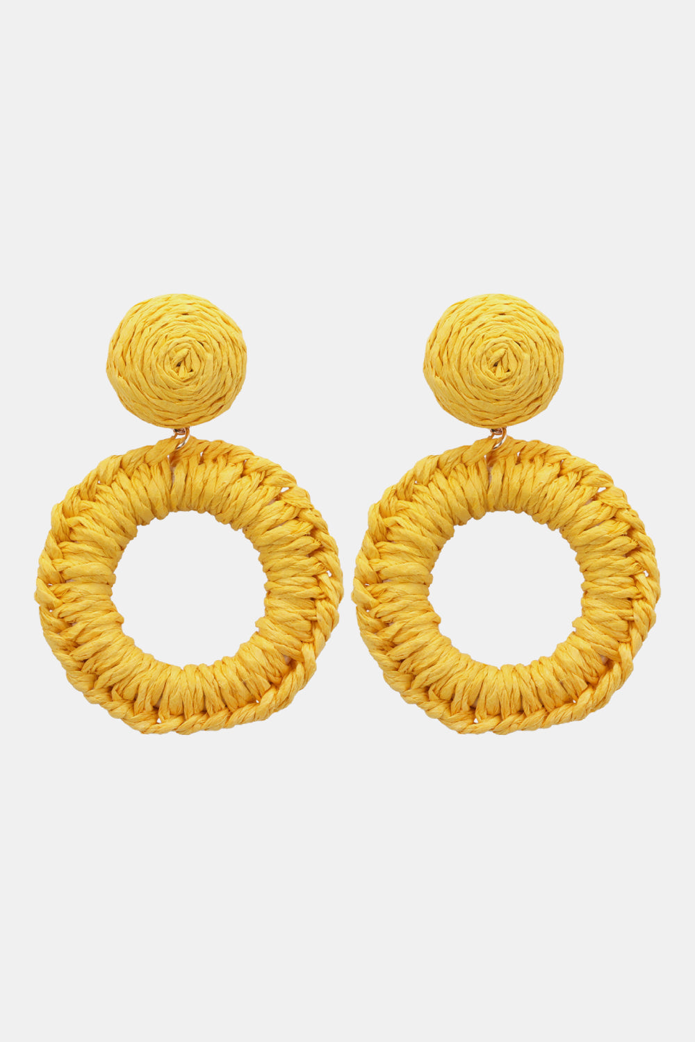 *APP EXCLUSIVE* Round Shape Raffia Grass Dangle Earrings