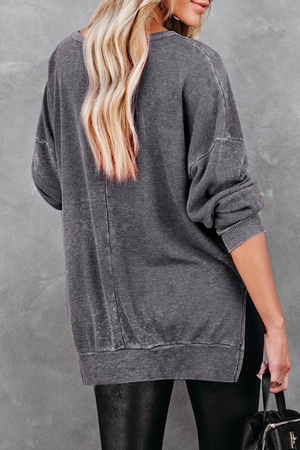 *APP EXCLUSIVE* Dropped Shoulder Slit Sweatshirt
