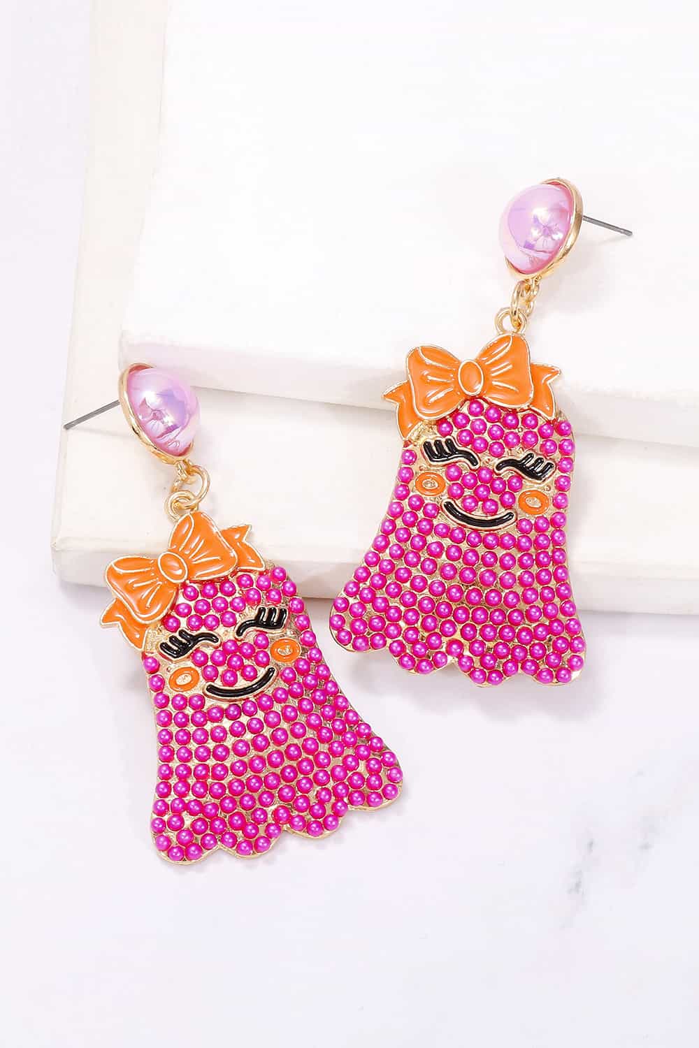 *APP EXCLUSIVE* Smiling Ghost Shape Synthetic Pearl Earrings