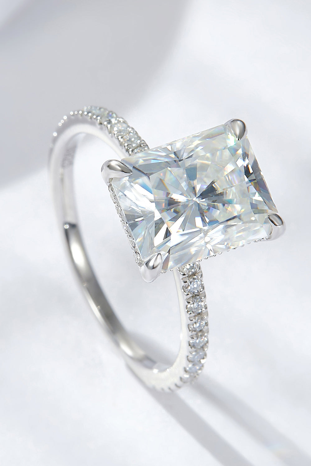 *APP EXCLUSIVE* 4 Carat Moissanite 4-Prong Side Stone Ring