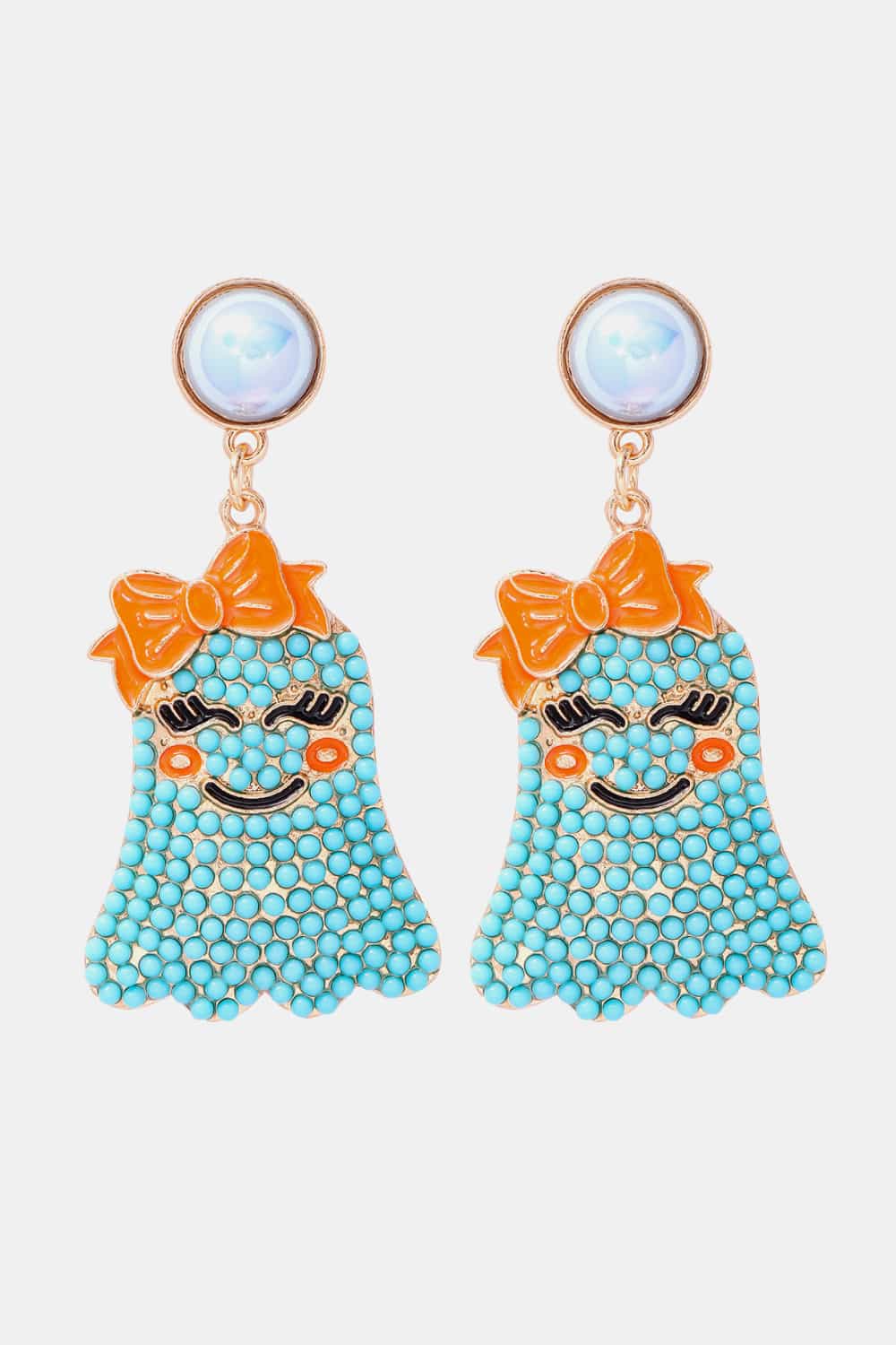 *APP EXCLUSIVE* Smiling Ghost Shape Synthetic Pearl Earrings