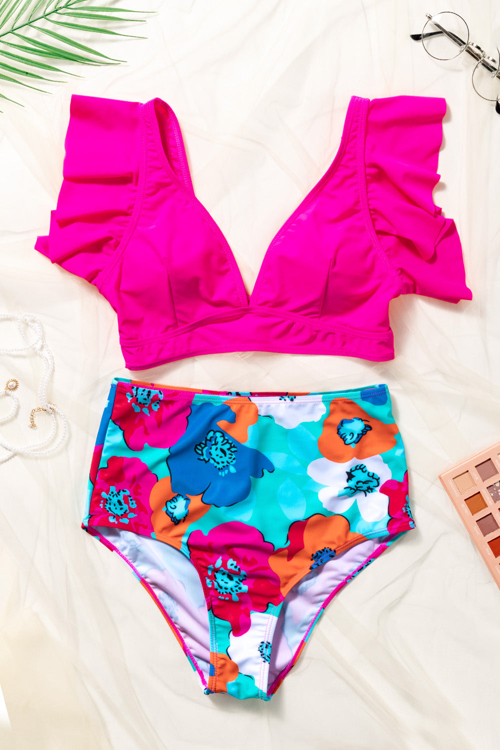 *APP EXCLUSIVE* Cropped Swim Top and Floral Bottoms Set
