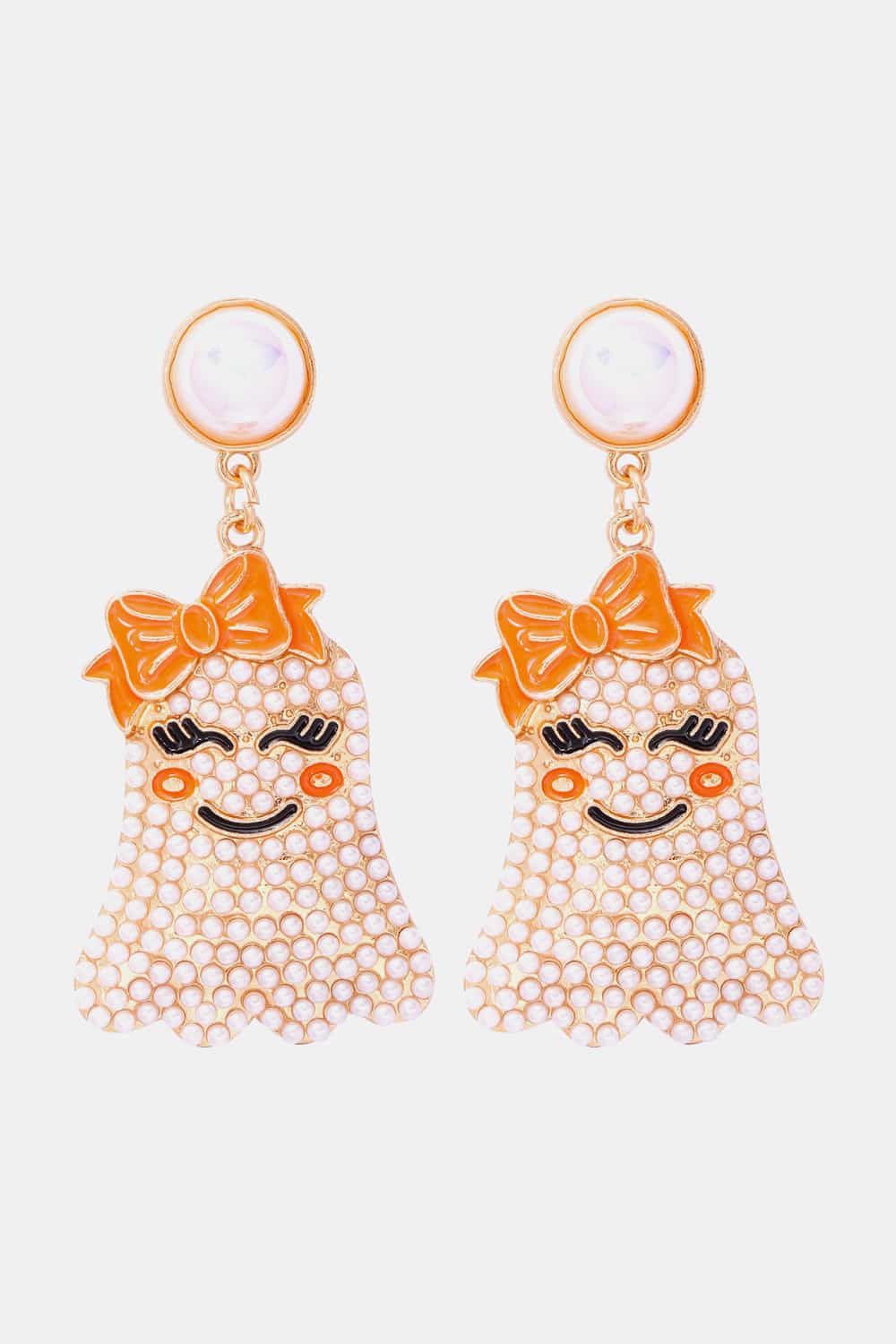 *APP EXCLUSIVE* Smiling Ghost Shape Synthetic Pearl Earrings