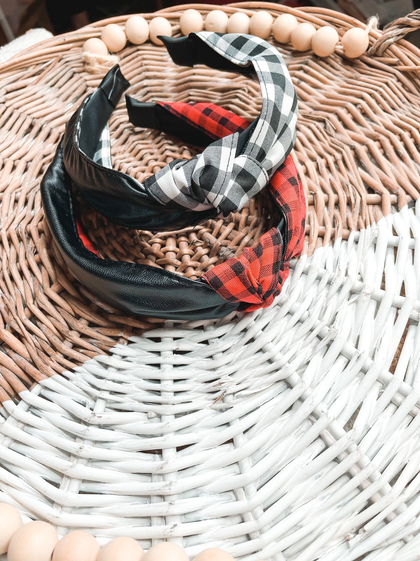 Plaid Faux Leather Headband