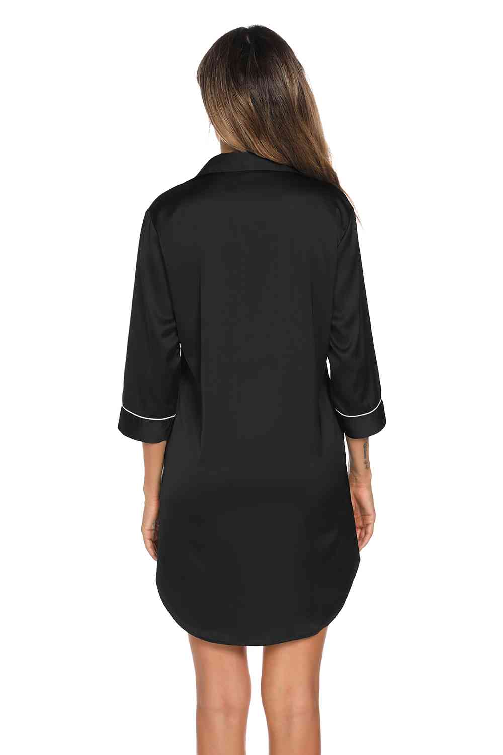 *APP EXCLUSIVE* Button Up Collared Neck Night Dress with Pocket