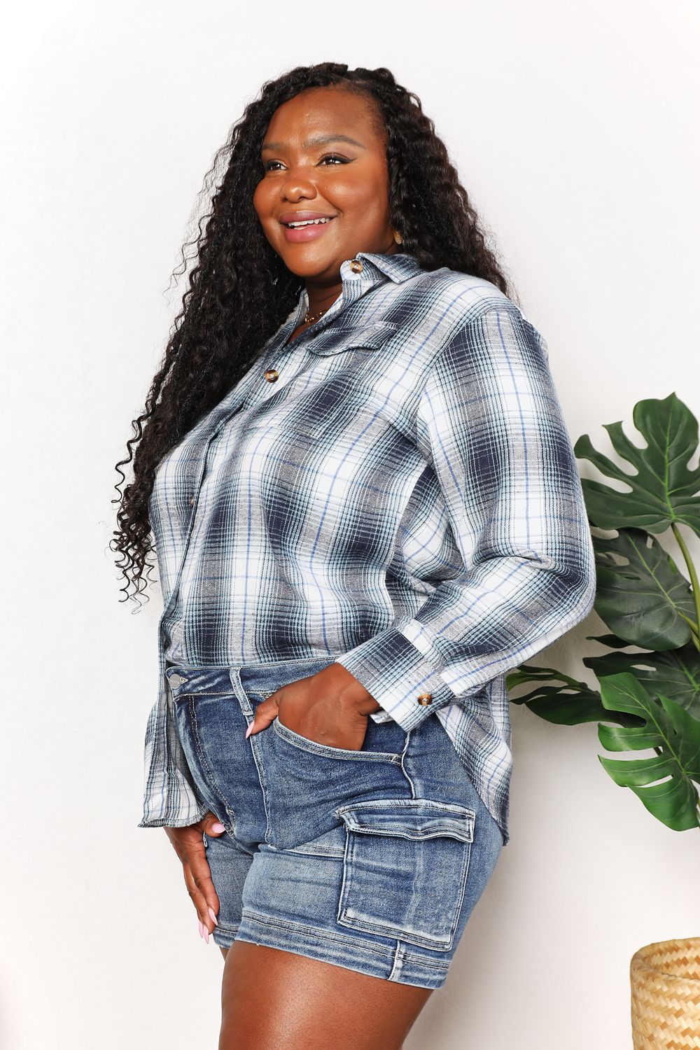*APP EXCLUSIVE* Plaid Dropped Shoulder Flannel