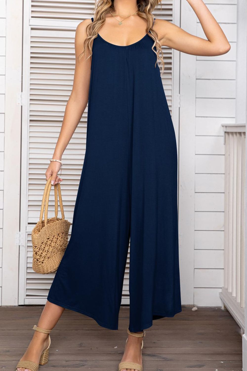 *APP EXCLUSIVE* Spaghetti Strap Scoop Neck Jumpsuit