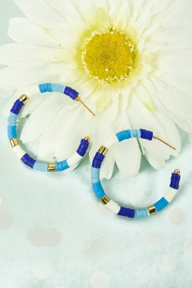 Key Largo Aqua and Gold Hoop Earrings