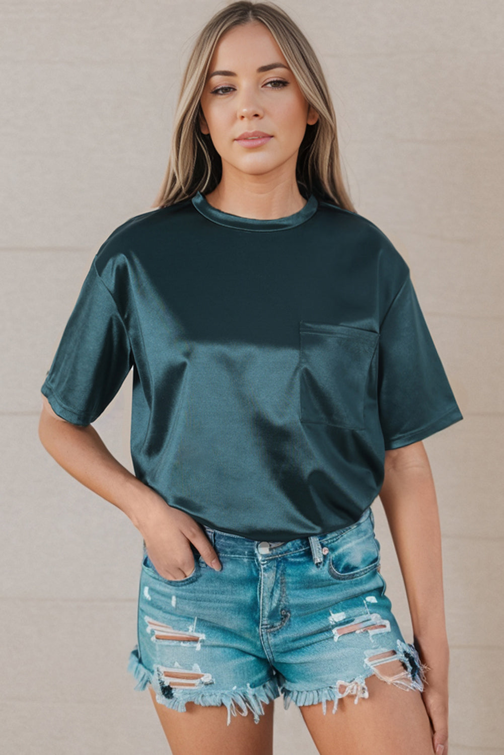* APP EXCLUSIVE* Round Neck Dropped Shoulder Top