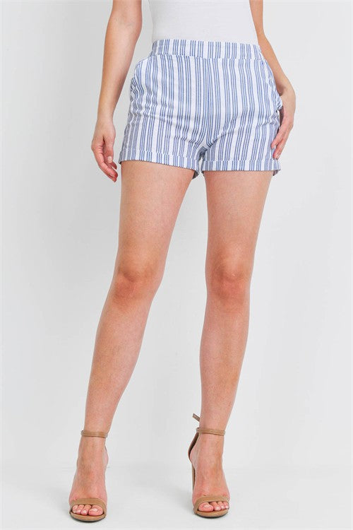 Blue Pinstripe Shorts