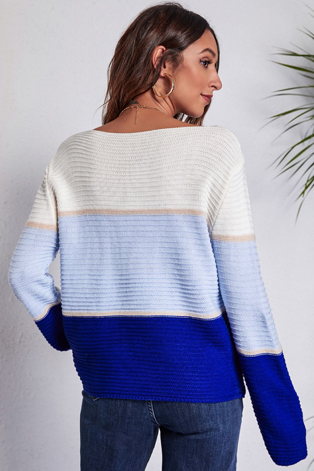 *APP EXCLUSIVE* Colorblock Horizontal Ribbing Sweater