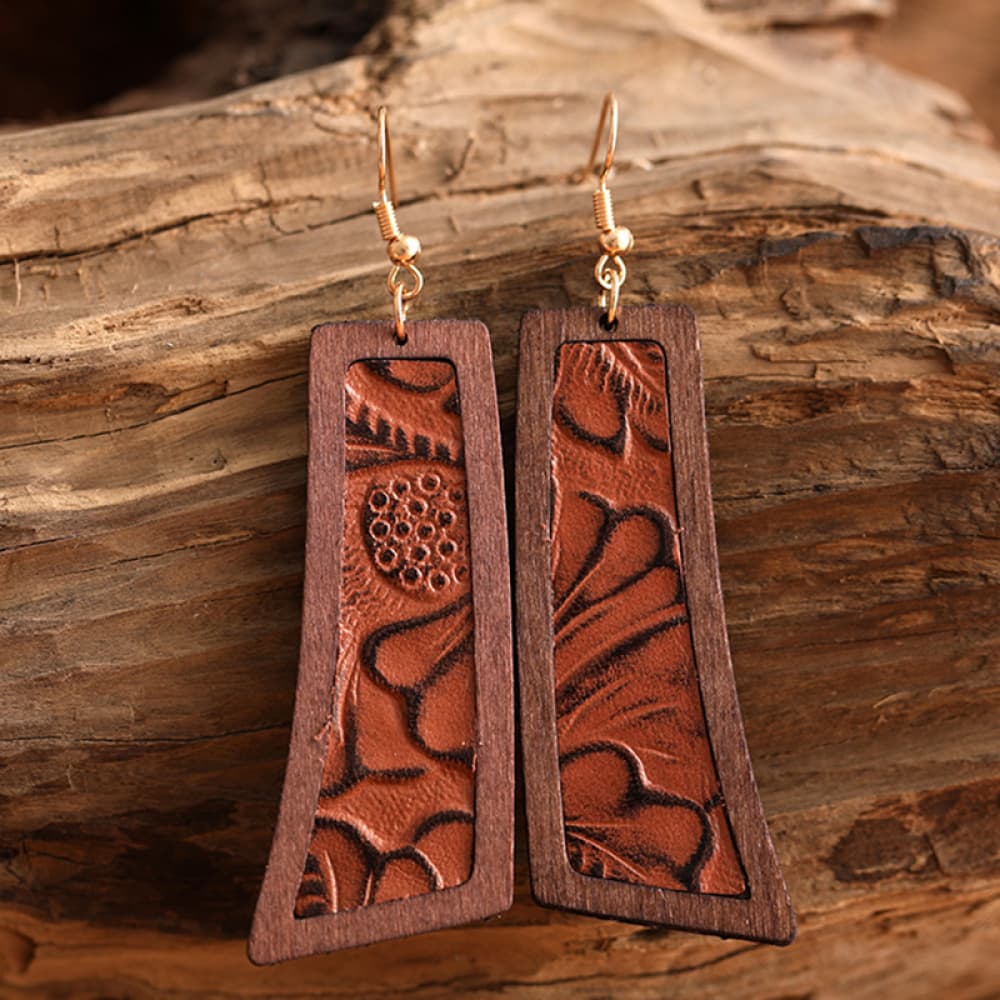 *APP EXCLUSIVE* Turquoise Wooden Dangle Earrings