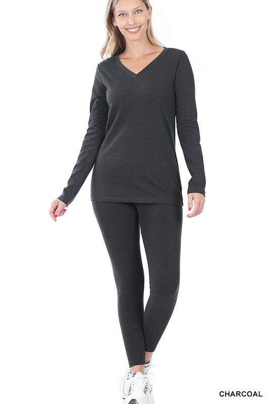 Vneck Top and Leggings Lounge Pajama Set