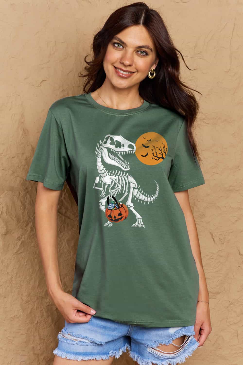 *APP EXCLUSIVE* Dinosaur Skeleton Graphic Cotton Tee