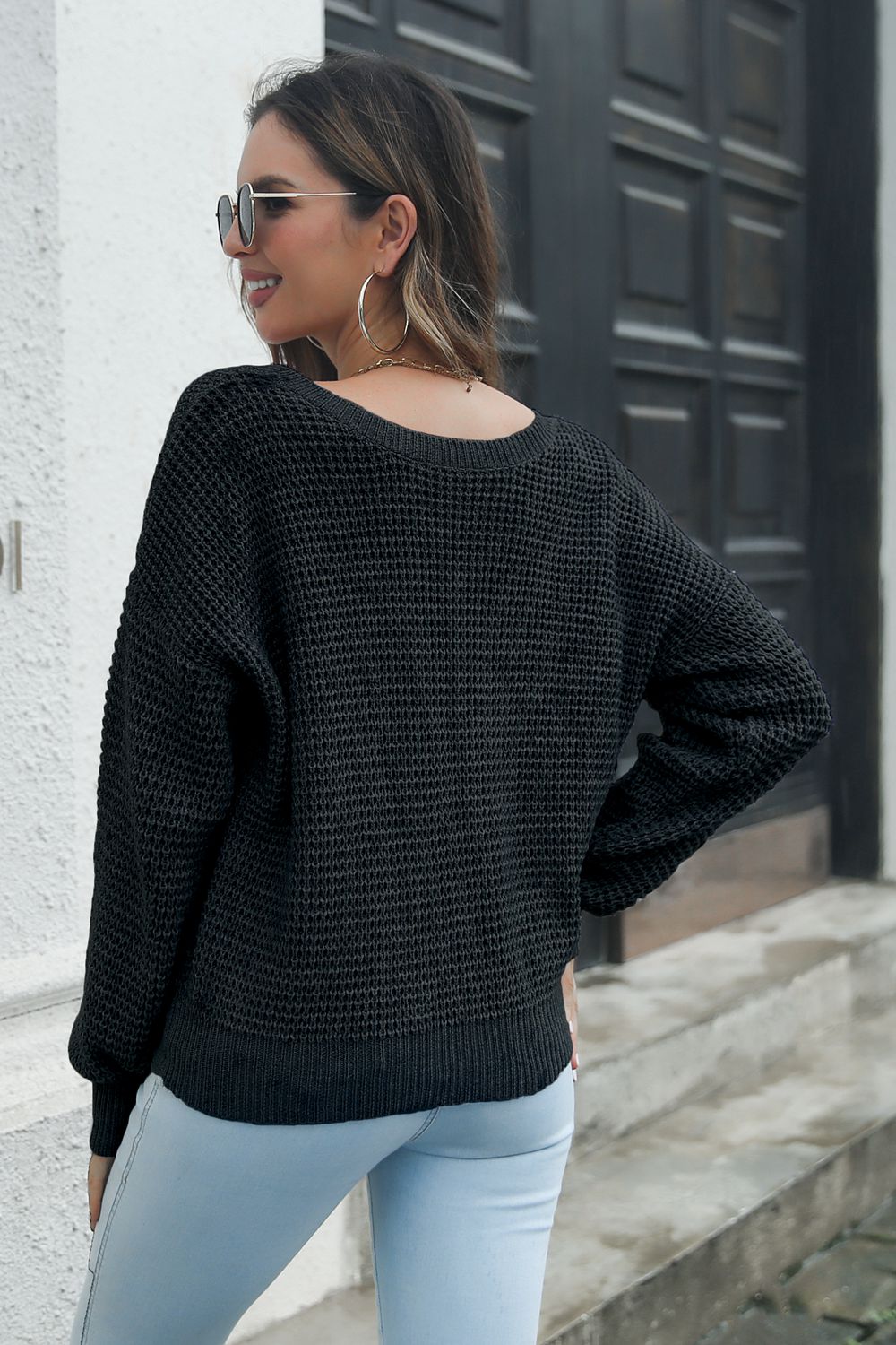*APP EXCLUSIVE* Crisscross Surplice Neck Long Sleeve Sweater