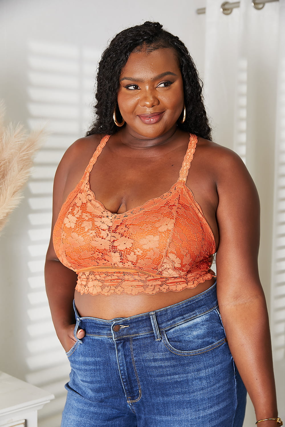 *APP EXCLUSIVE* JadyK Full Size Crisscross Lace Bralette in Rust