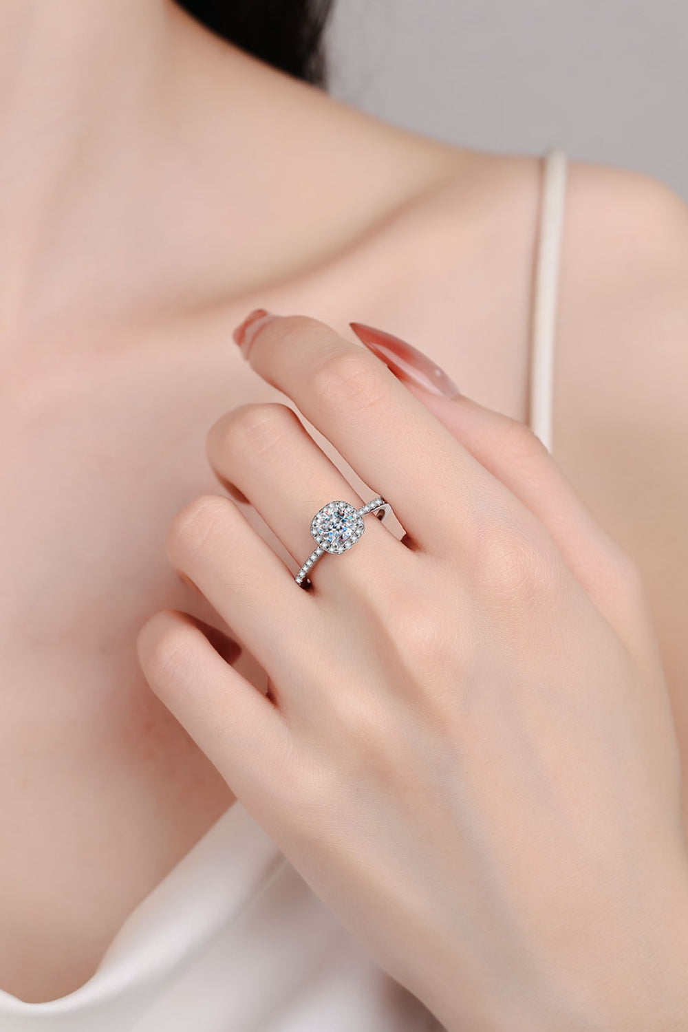*APP EXCLUSIVE* 1 Carat Moissanite 925 Sterling Silver Halo Ring