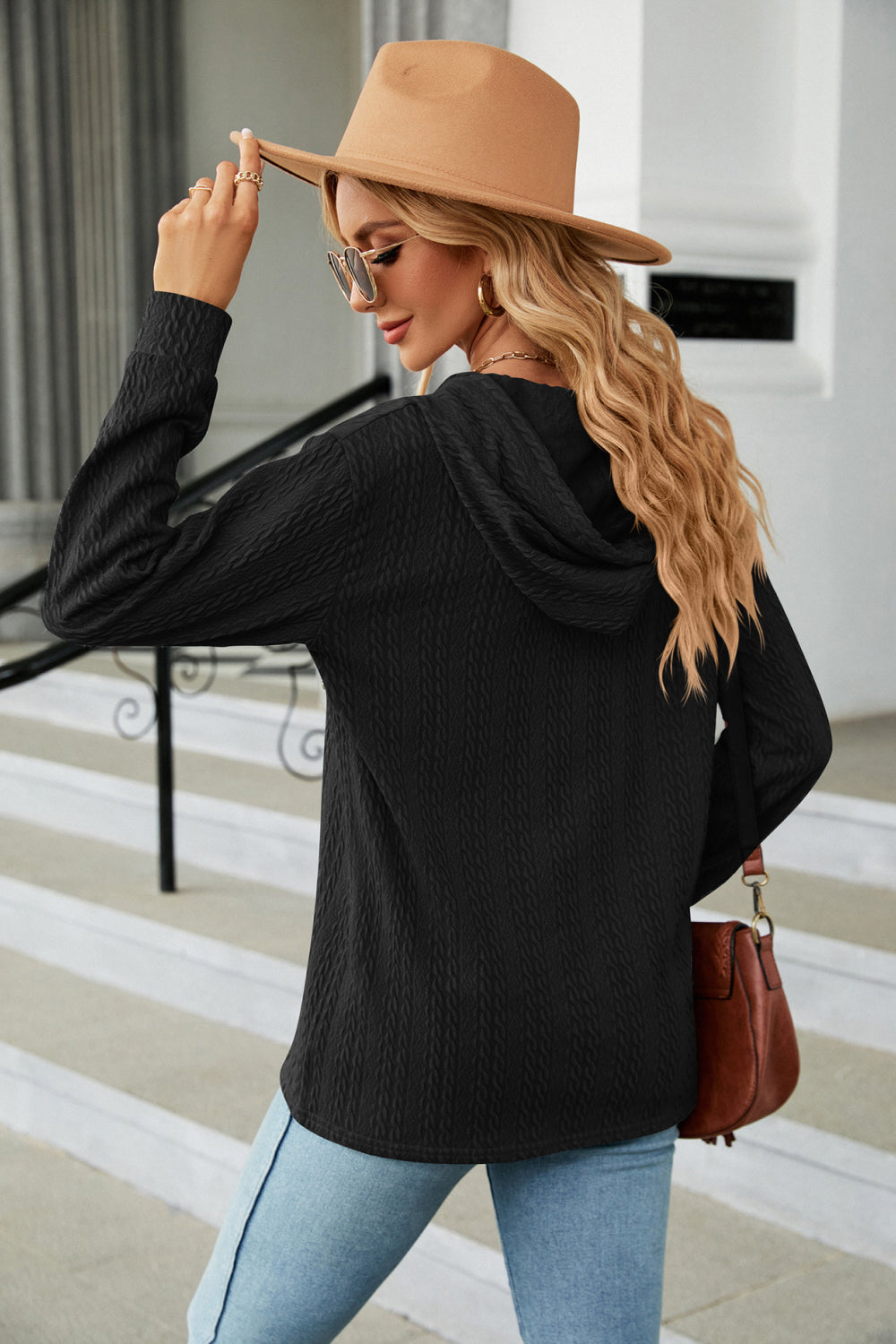 *APP EXCLUSIVE* Cableknit Long Sleeve Hoodie