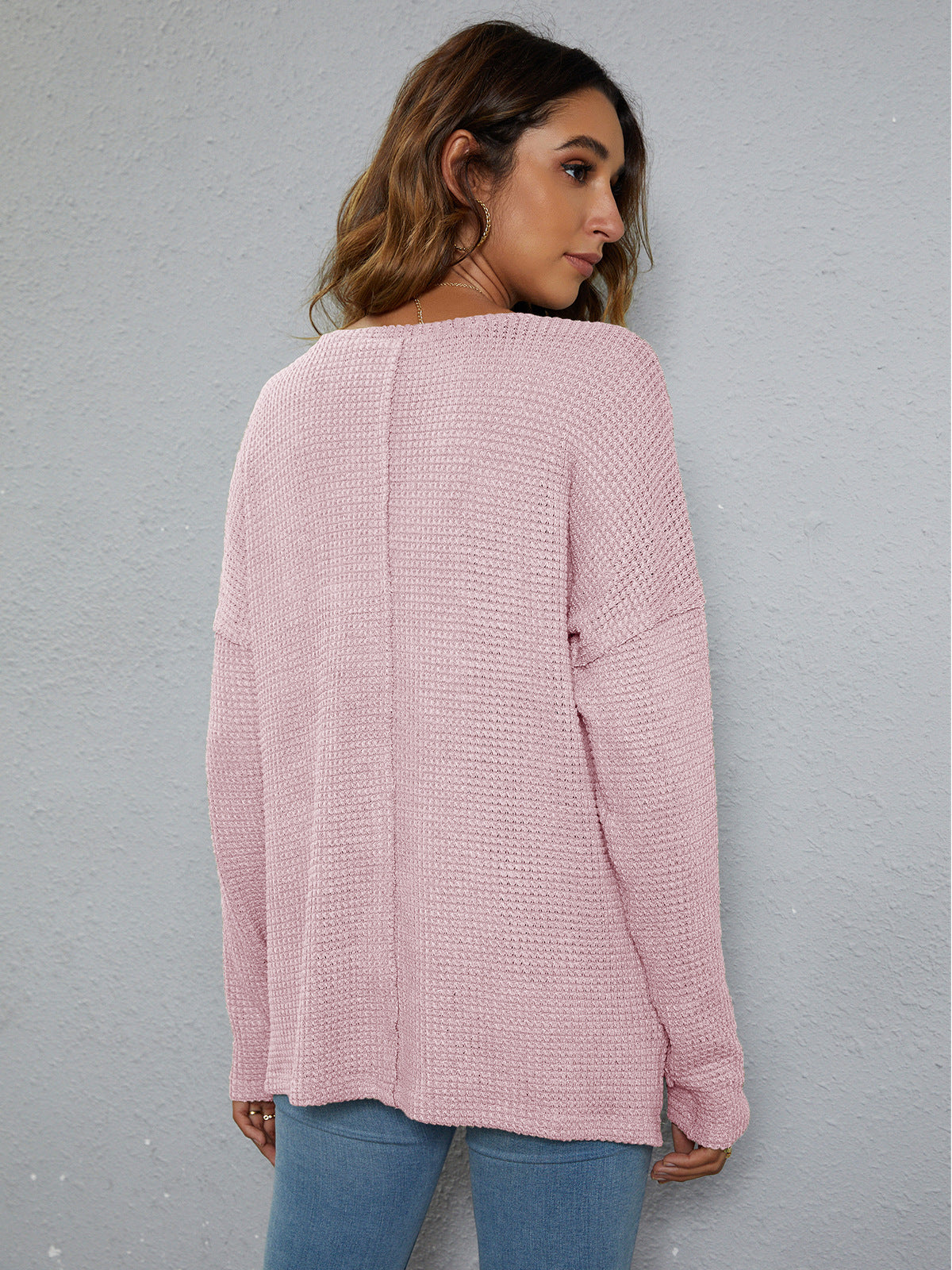 *APP EXCLUSIVE* Dropped Shoulder High-Low Waffle-Knit Top