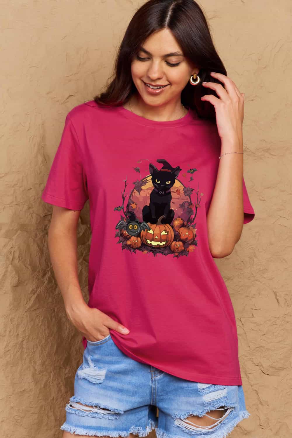 *APP EXCLUSIVE*Black Cat Halloween Graphic Tee