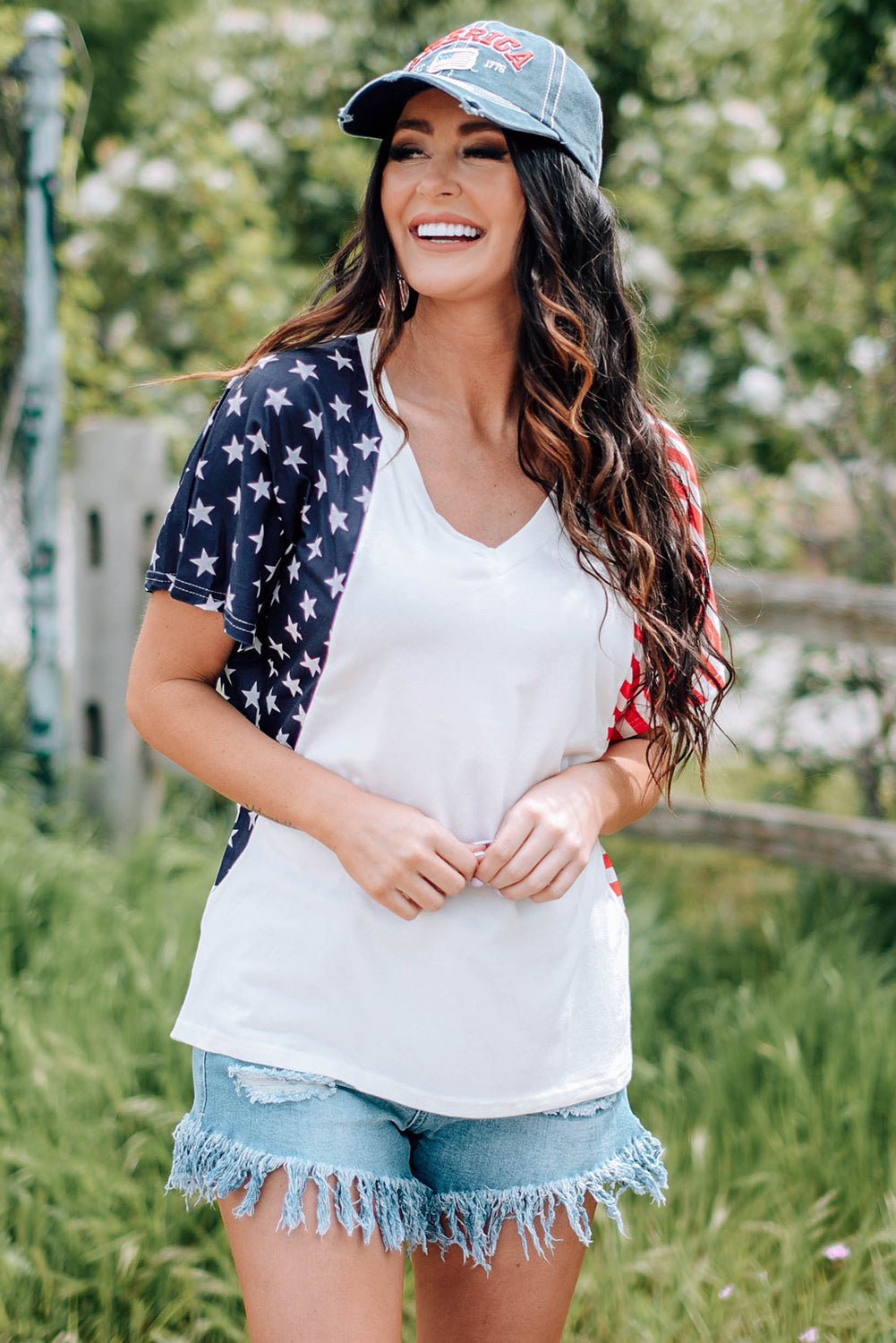 *APP EXCLUSIVE* USA Flag Vneck Tee