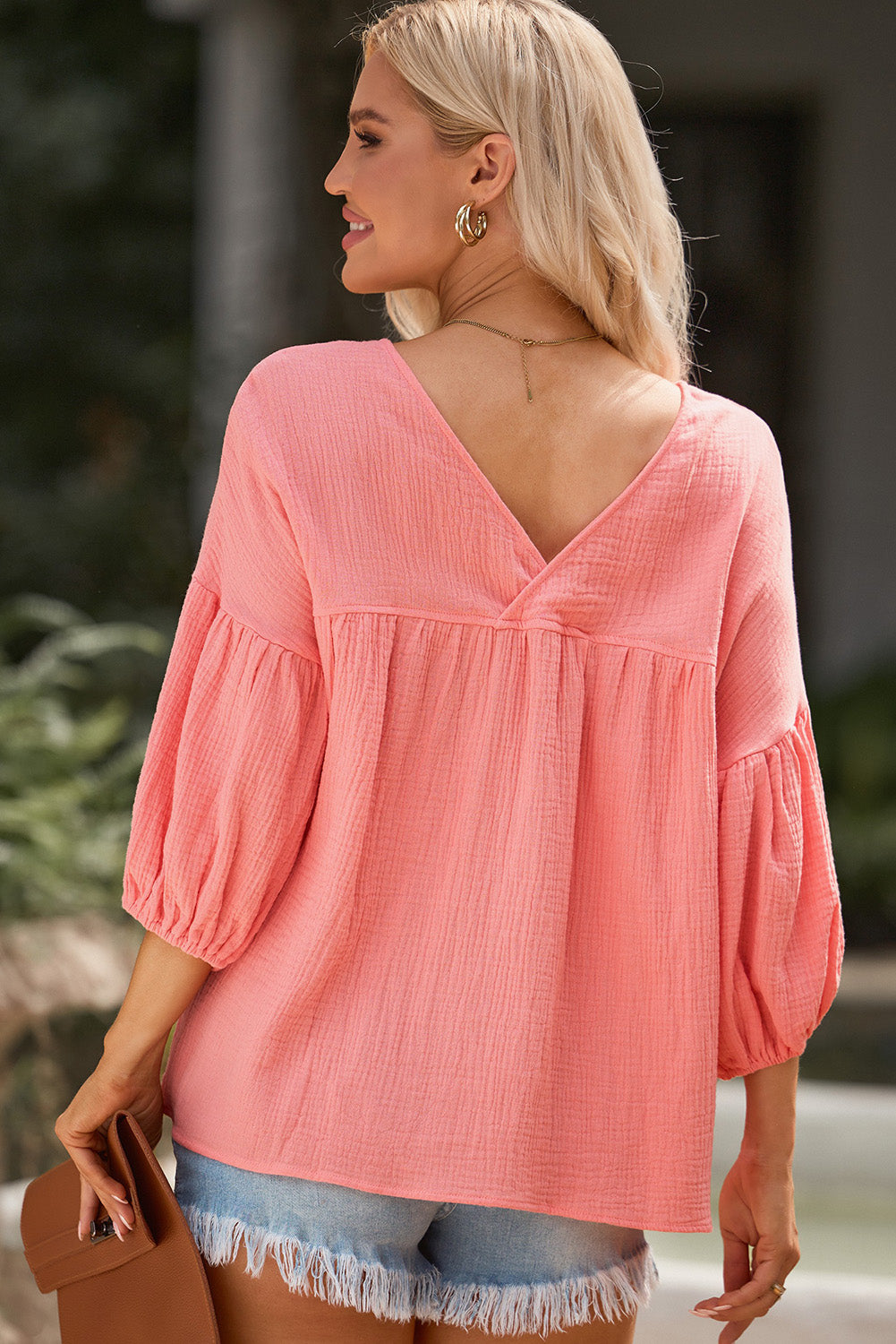 *APP EXCLUSIVE* Dropped Shoulder Vneck Blouse