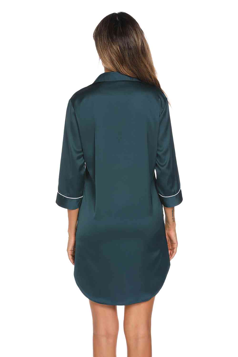 *APP EXCLUSIVE* Button Up Collared Neck Night Dress with Pocket