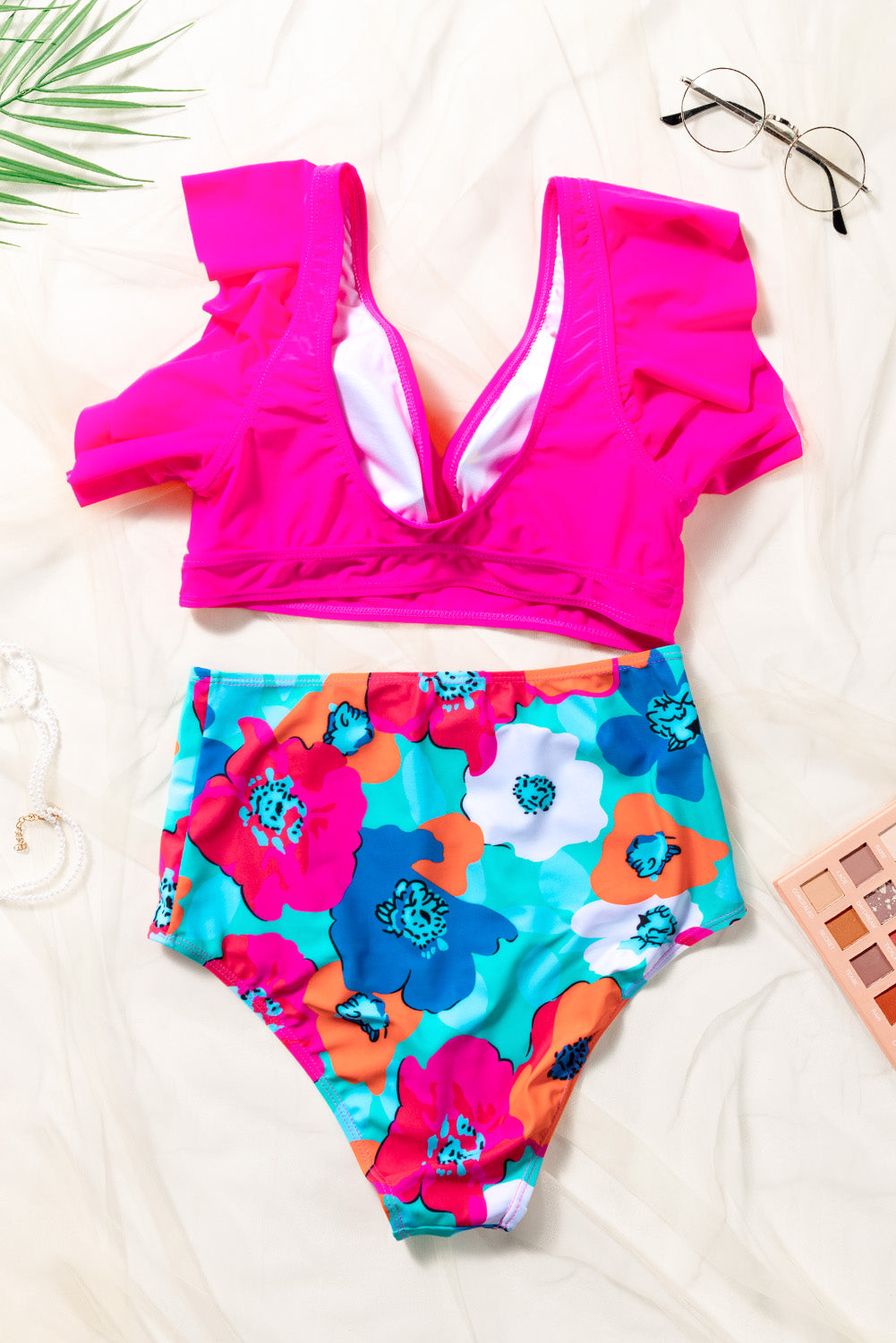 *APP EXCLUSIVE* Cropped Swim Top and Floral Bottoms Set