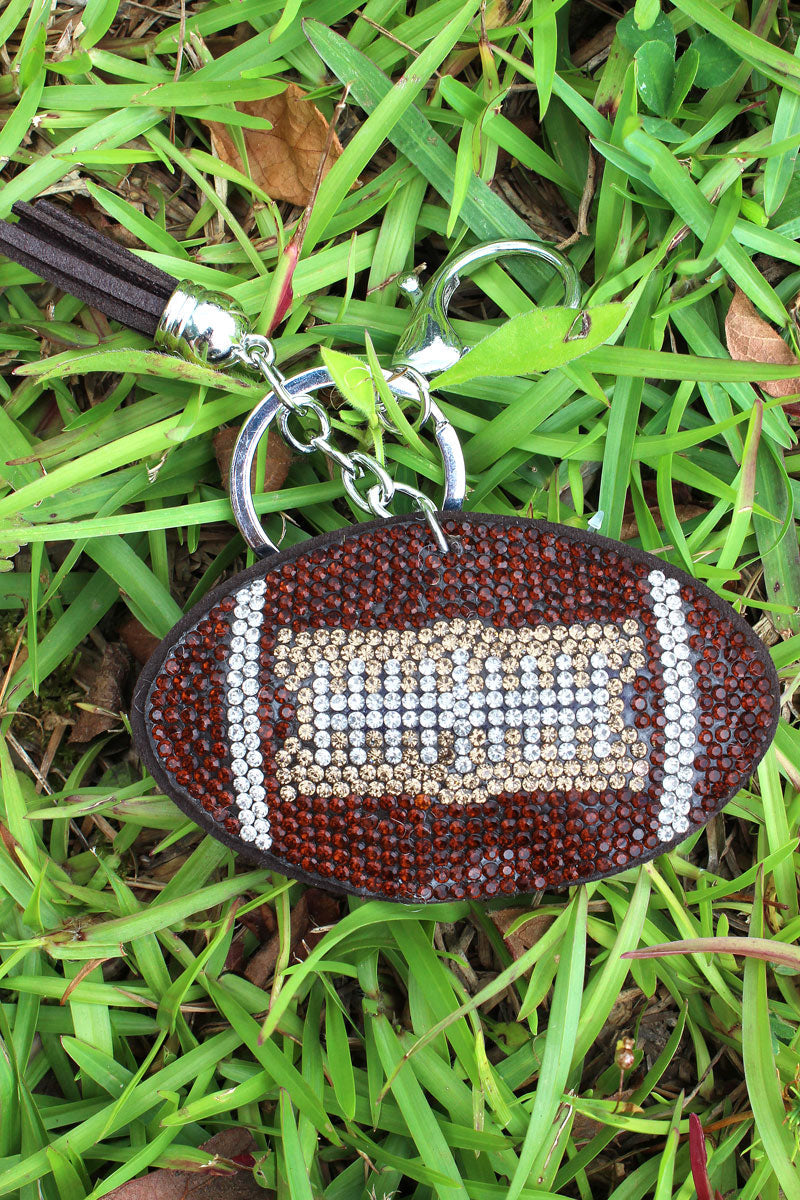Crystal Football Keychain w/Tassel