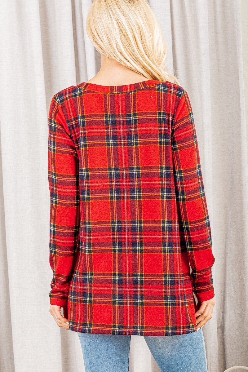 Holiday Plaid Criss Cross Top