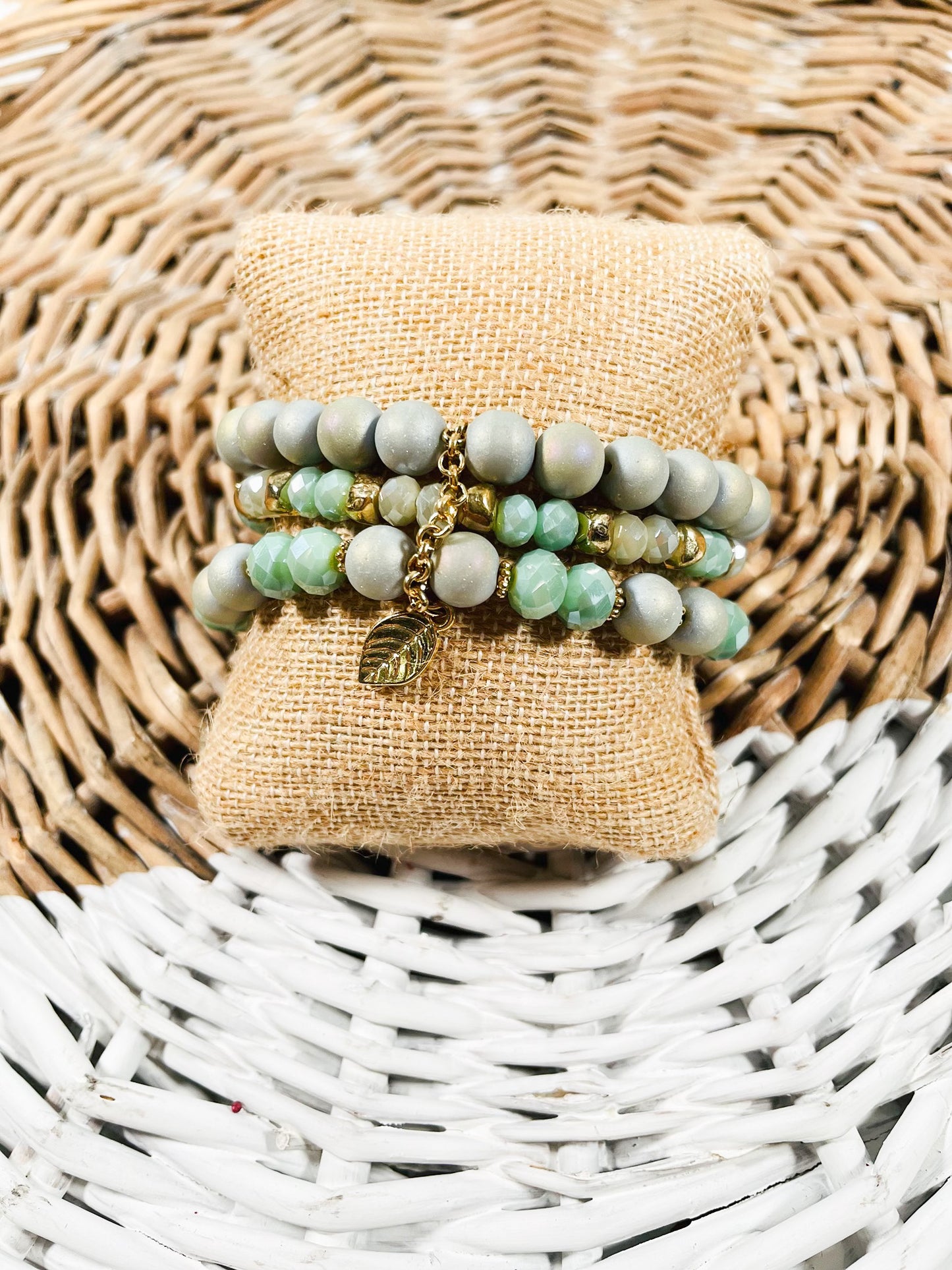 Teal Beaded Bracelet Stack
