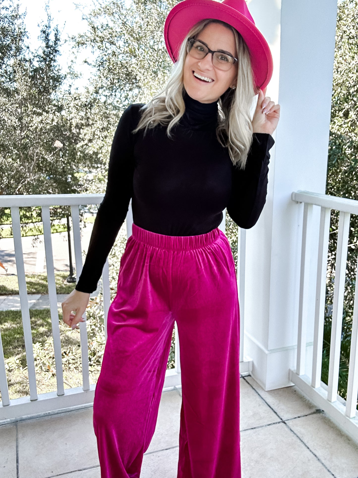 Velvet Wide Leg Pants