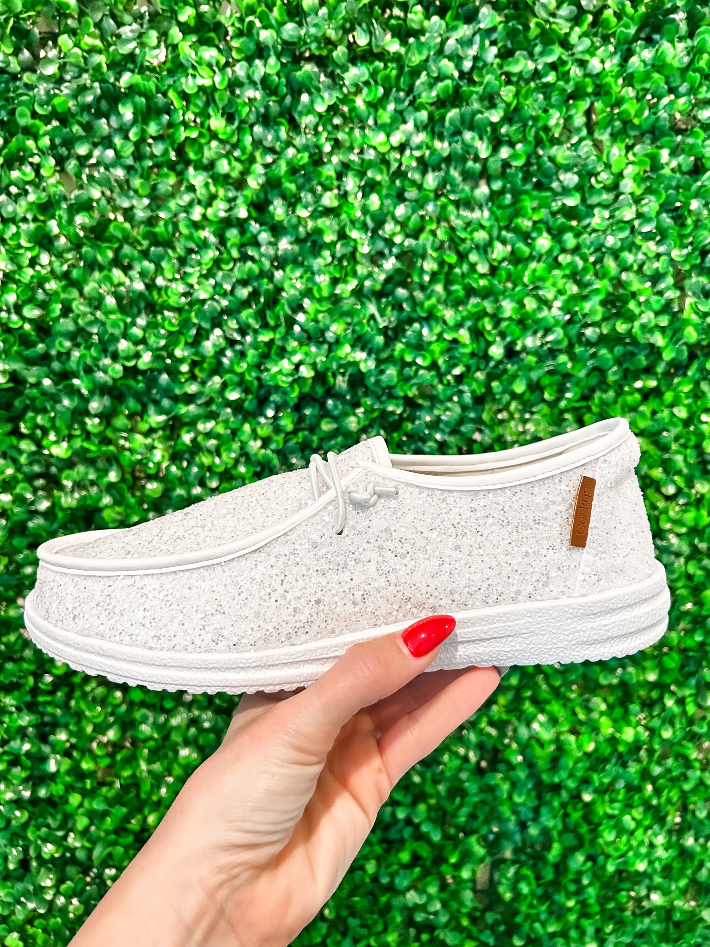 Hey Girl White Glitter Sparkle and Shine Kayak Shoes