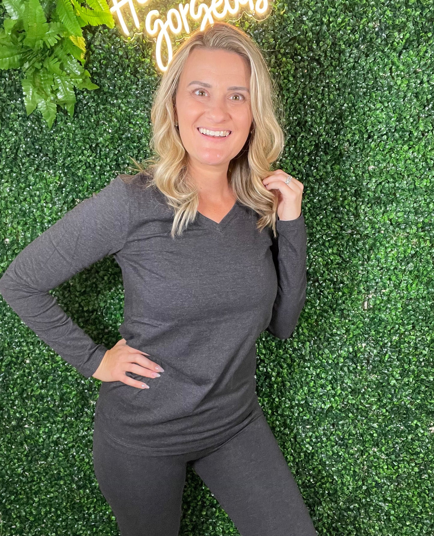 Vneck Top and Leggings Lounge Pajama Set