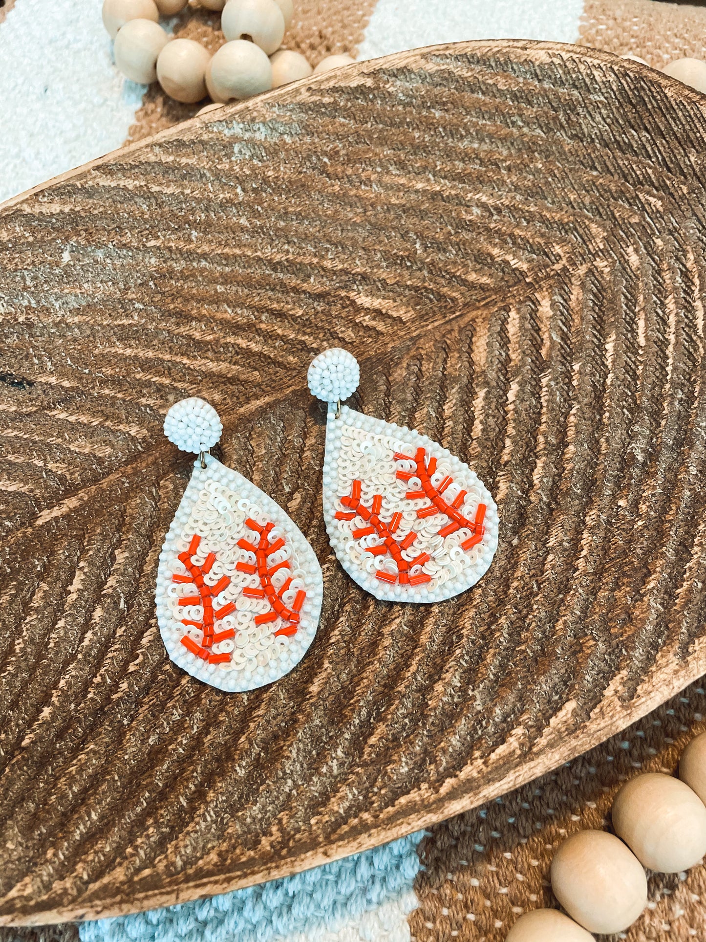 Baseball Bling Teardrop Earrings