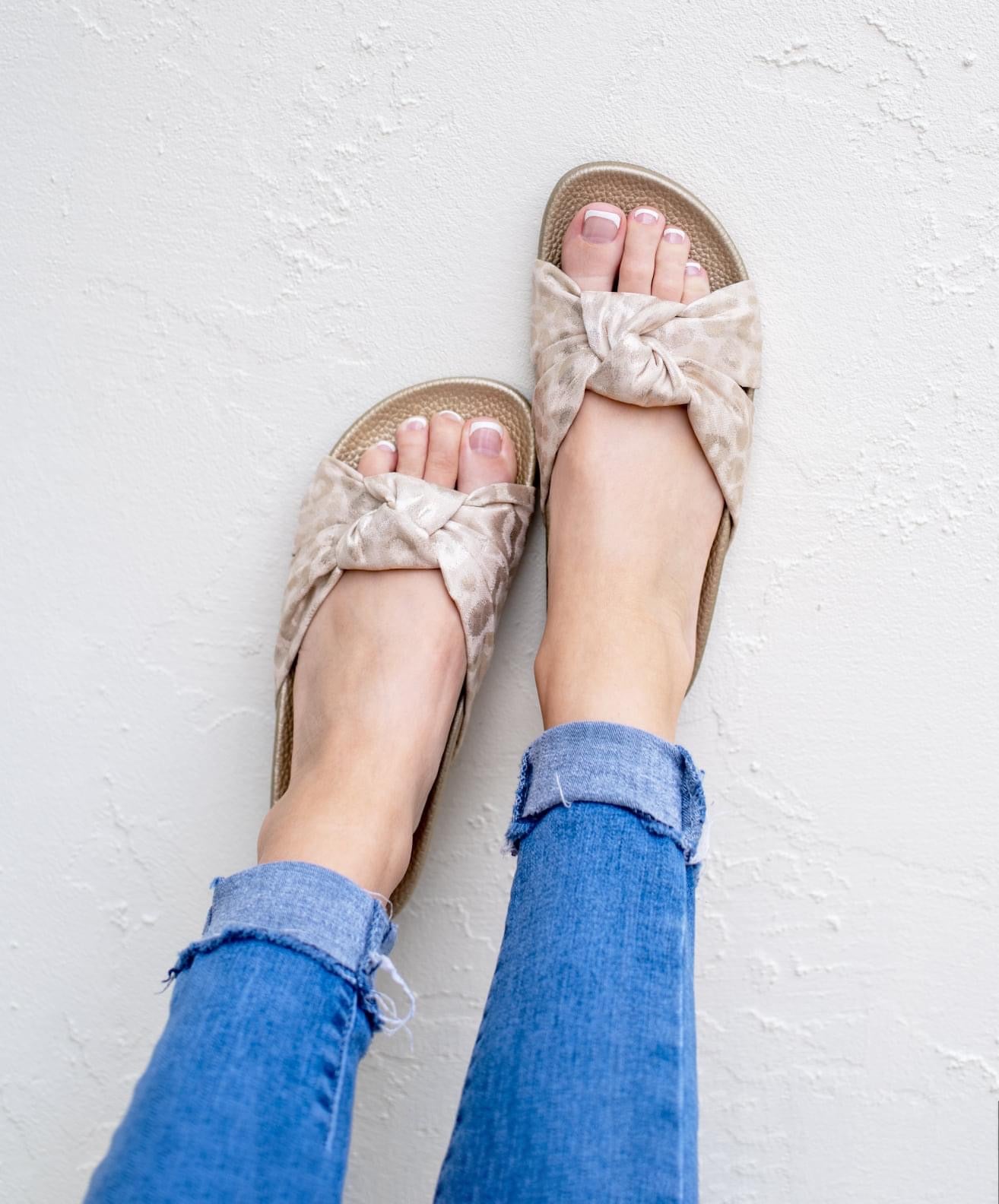 Matte Gold Leopard Hey Girl Sandals