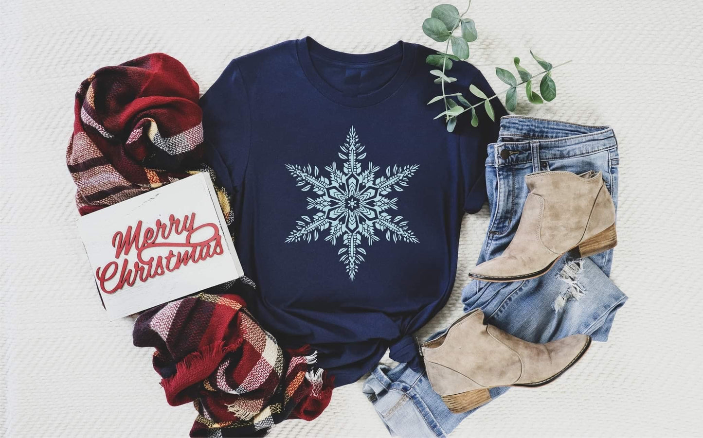 Navy Snowflake Tee