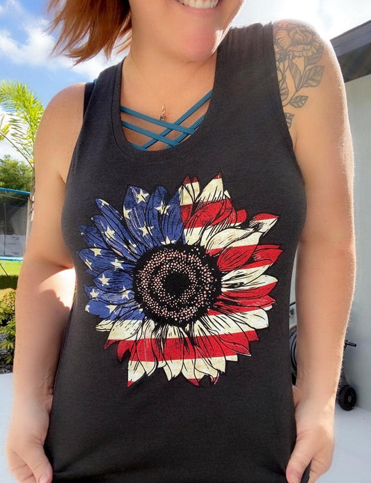 Patriotic Sunflower Tank