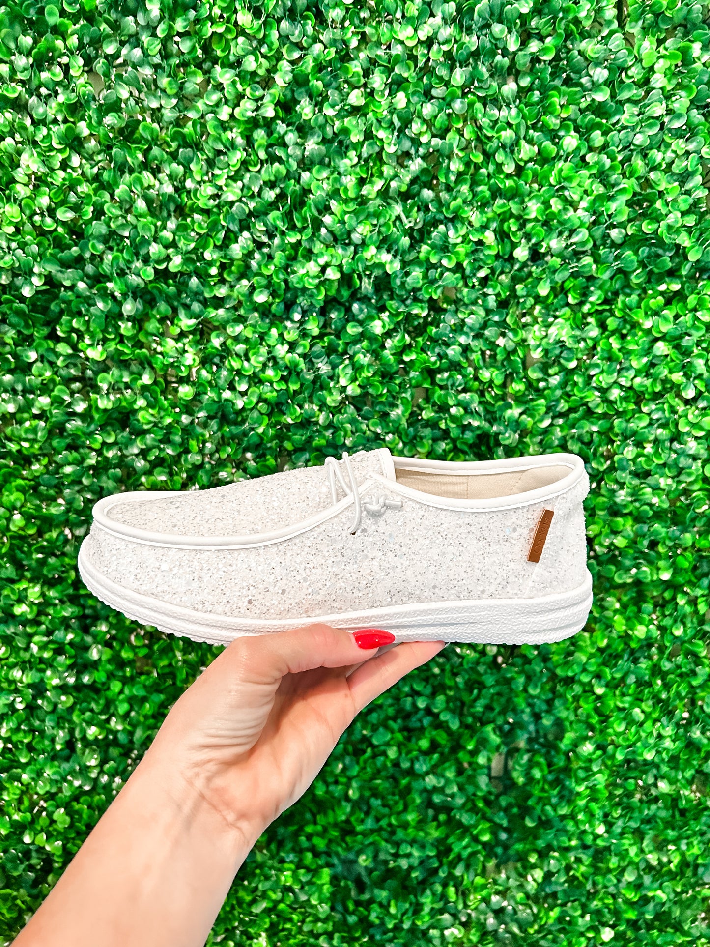 Hey Girl White Glitter Sparkle and Shine Kayak Shoes