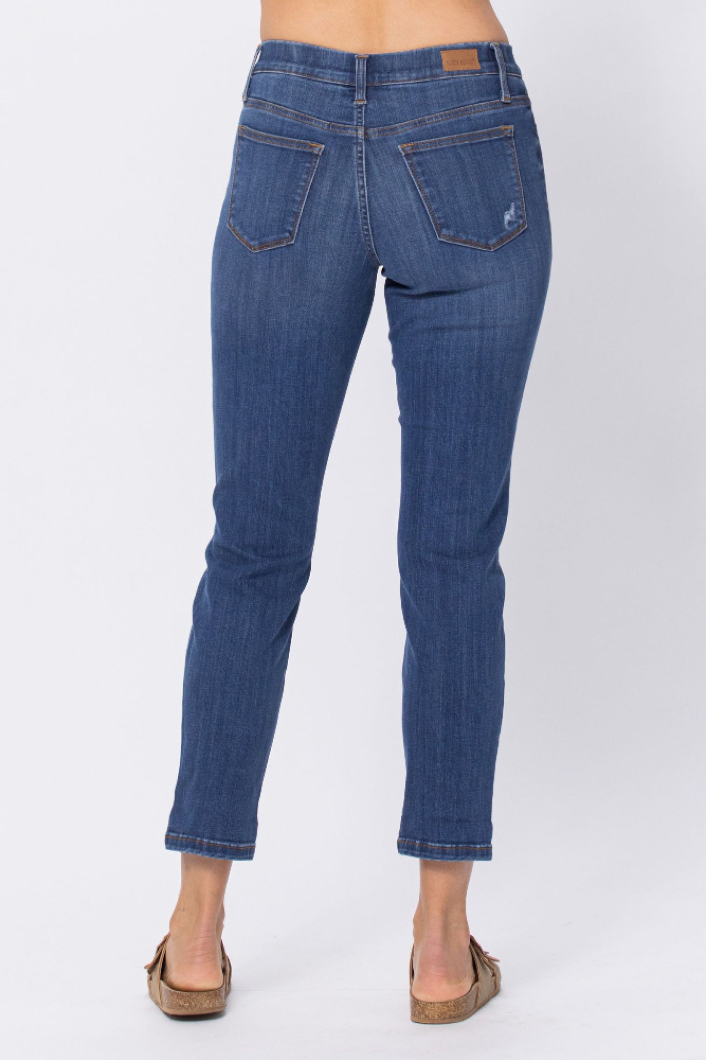 Judy Blue Distressed Boyfriend Pull-on Jeans