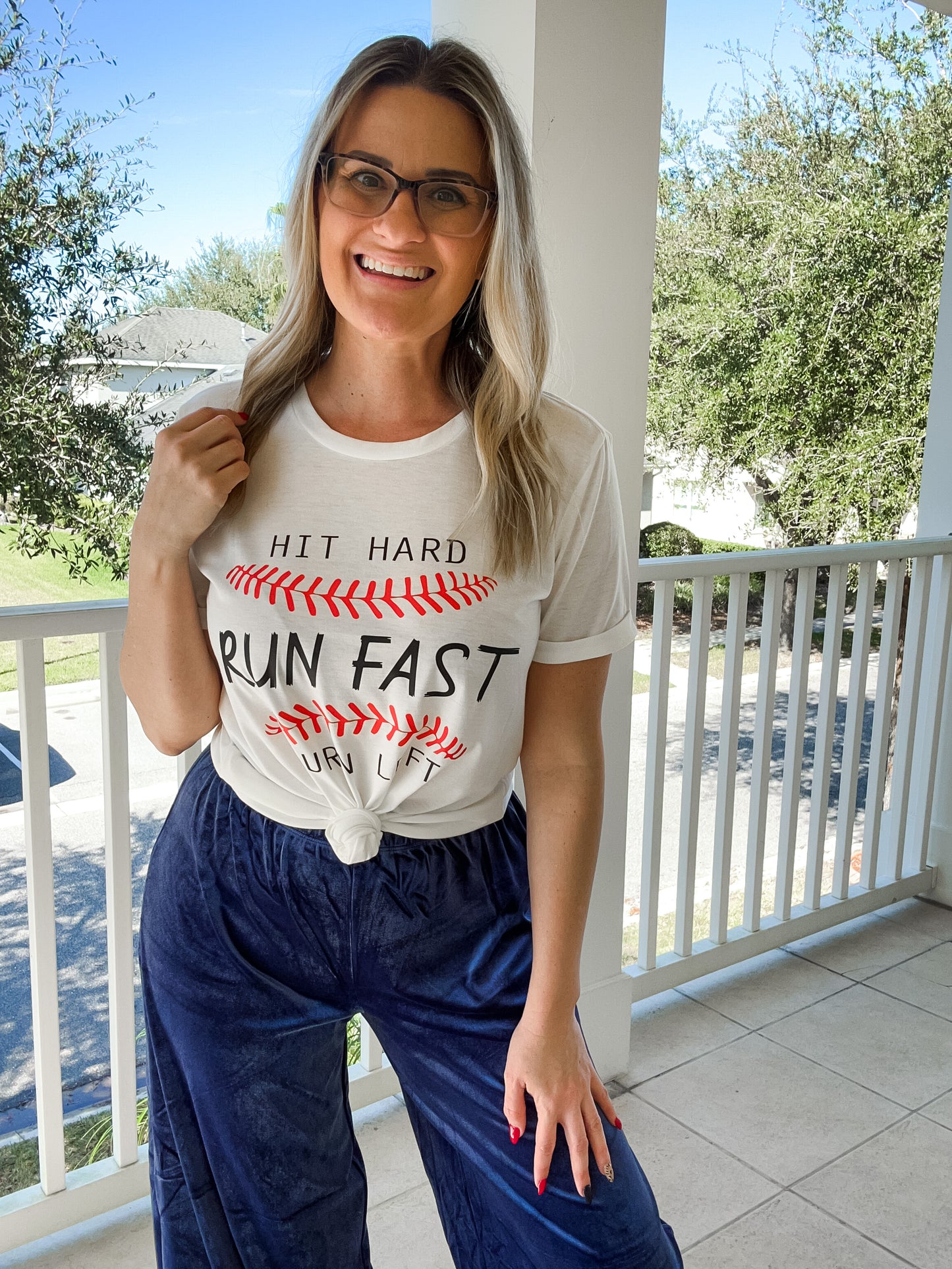 Hit Hard Run Fast Baseball Tee