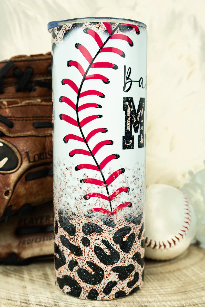 Baseball Mama Leopard Tumbler