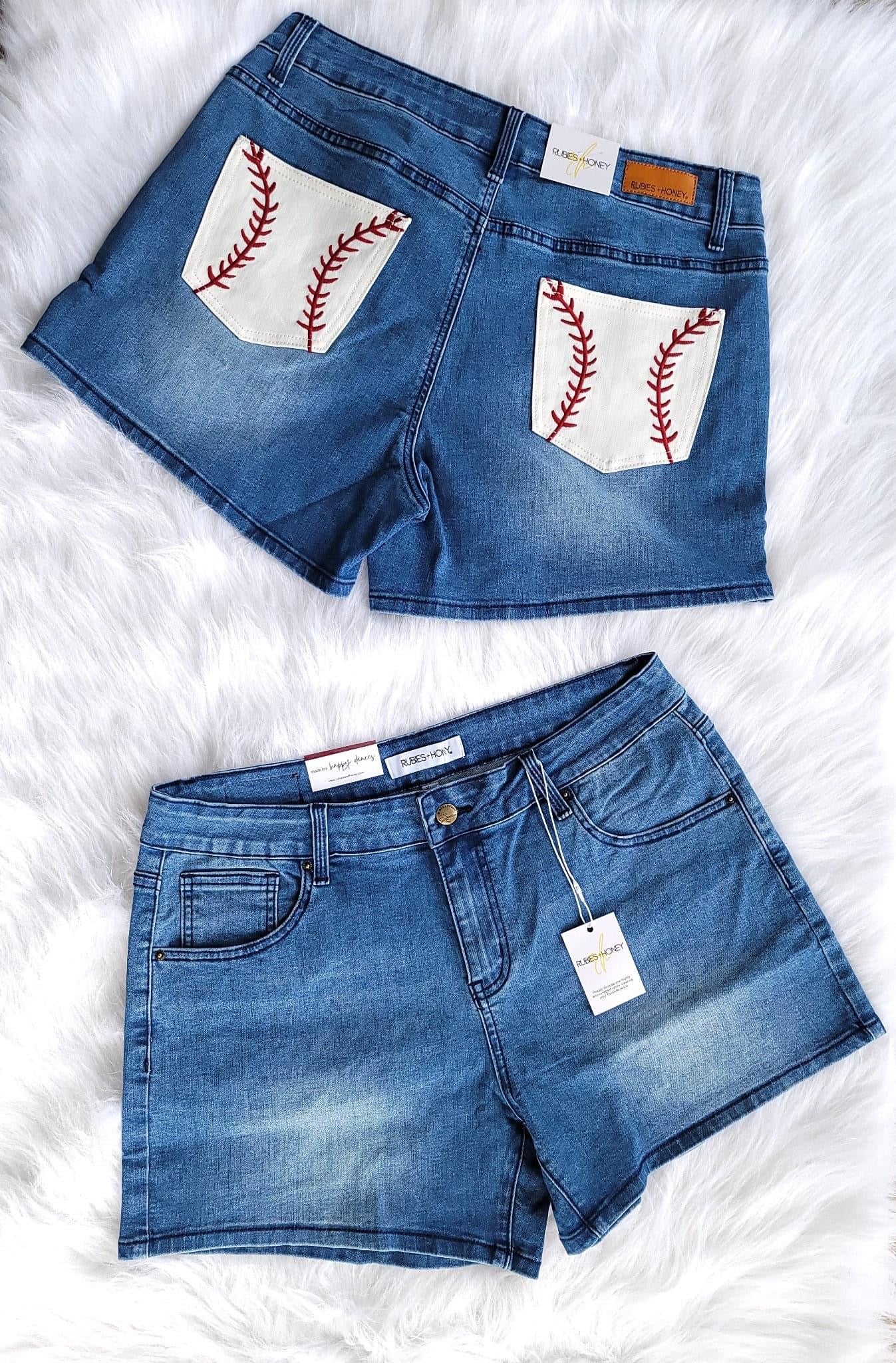 Baseball Denim Shorts
