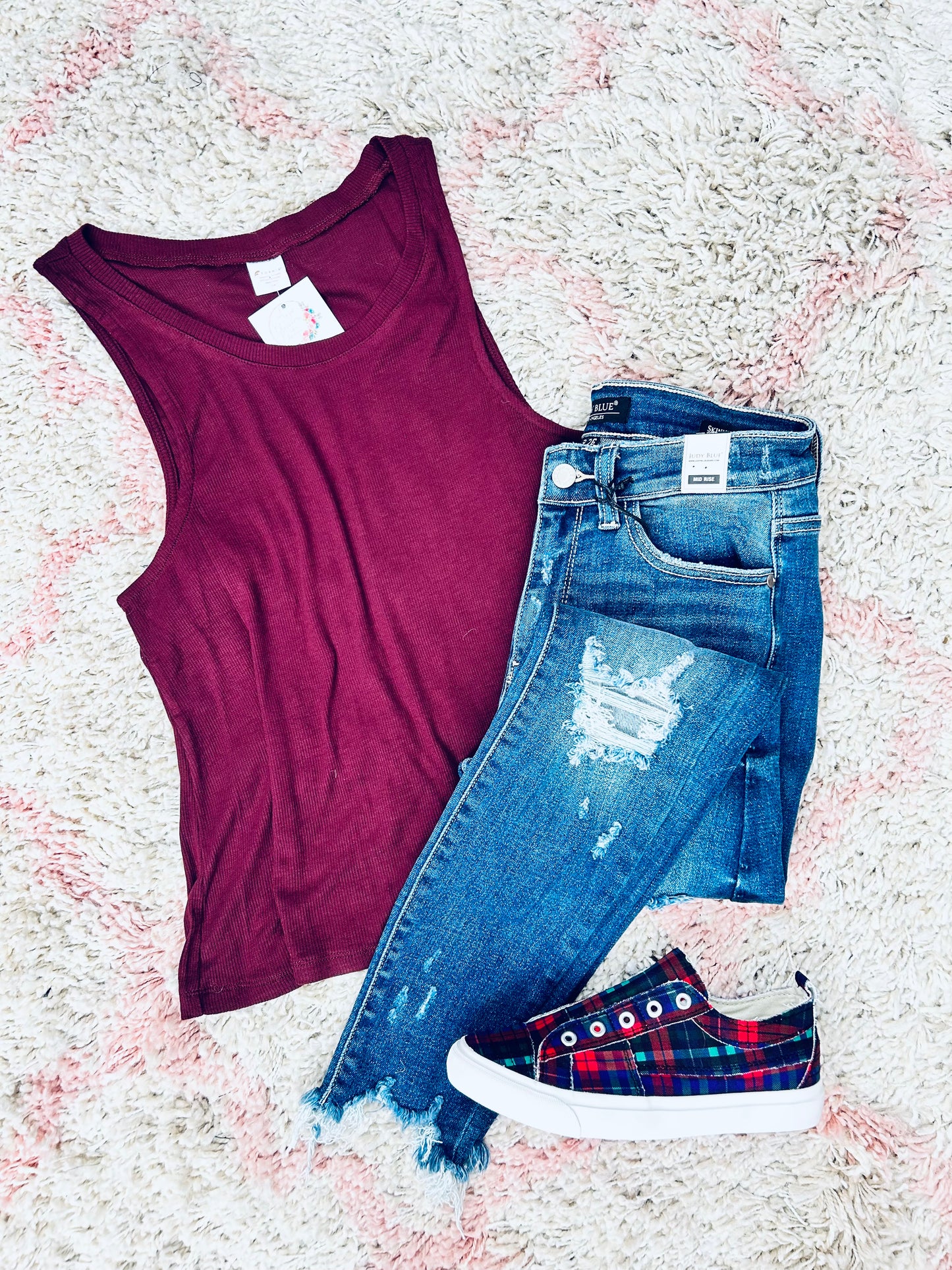 Navy Plaid Tartan Babalu Sneakers