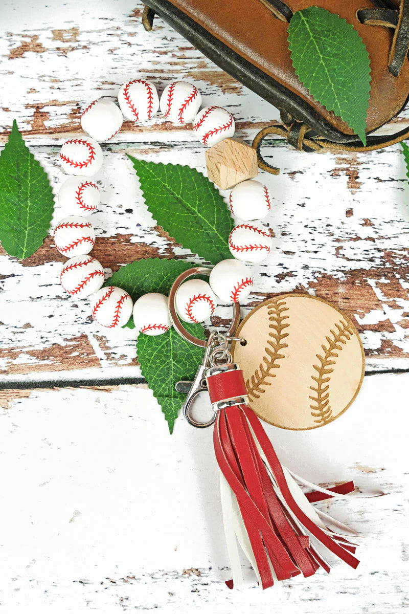 Baseball Beaded Keychain Bangle