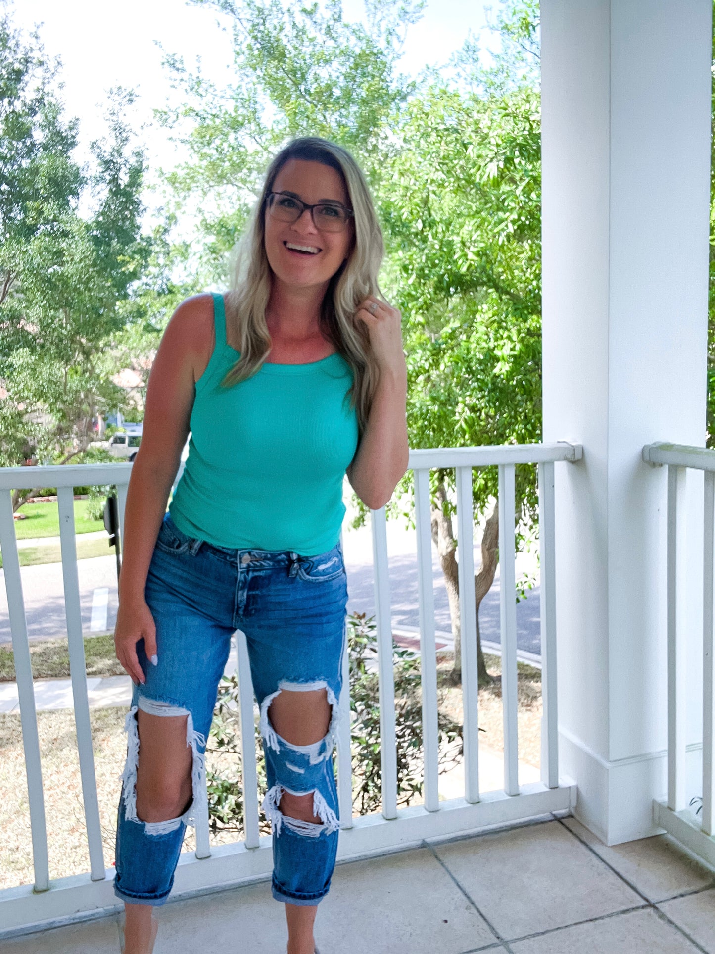 Distressed “Mom” Jeans